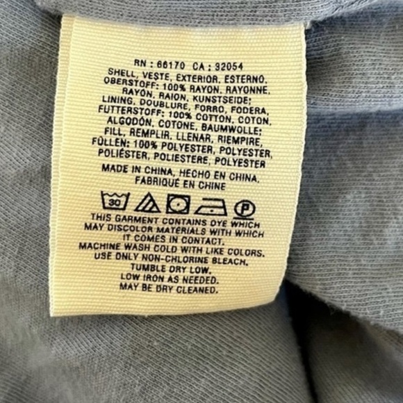 Anthropologie Jacket Brodie Quilted Puffer Chambray Cropped Casual Boho Blue M - Picture 10 of 12